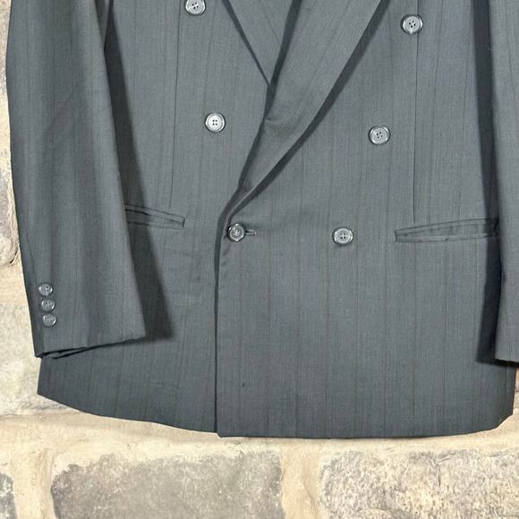 Givenchy Monsieur Double Breasted‎ Blazer Men's XL Gray Striped Jacket Coat Wool - Picture 3 of 16